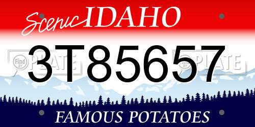 3T85657 Idaho License Plate