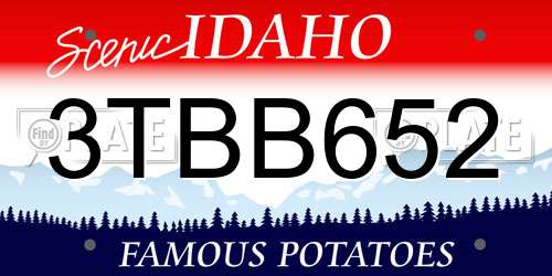3TBB652 Idaho License Plate