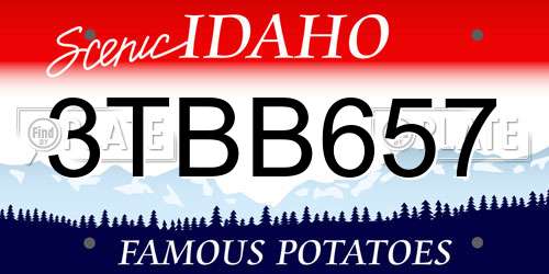 3TBB657 Idaho License Plate