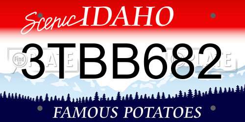 3TBB682 Idaho License Plate