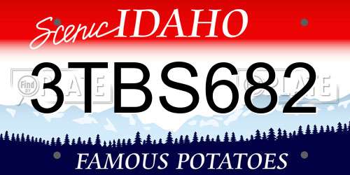 3TBS682 Idaho License Plate