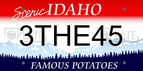 3THE45 Idaho License Plate
