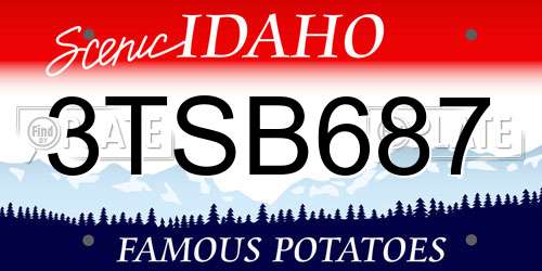 3TSB687 Idaho License Plate