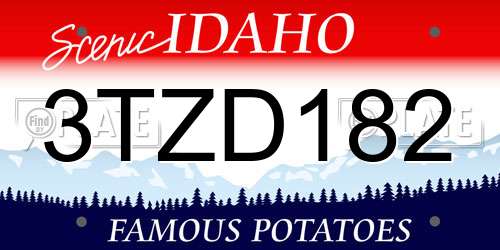 3TZD182 Idaho License Plate