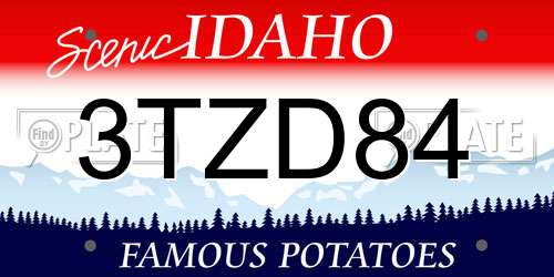 3TZD84 Idaho License Plate