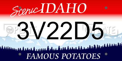 3V22D5 Idaho License Plate