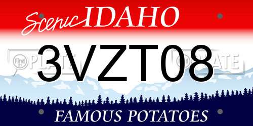 3VZT08 Idaho License Plate