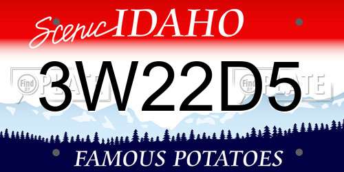 3W22D5 Idaho License Plate