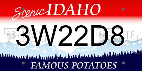 3W22D8 Idaho License Plate