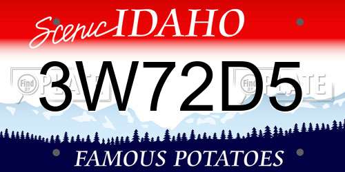 3W72D5 Idaho License Plate