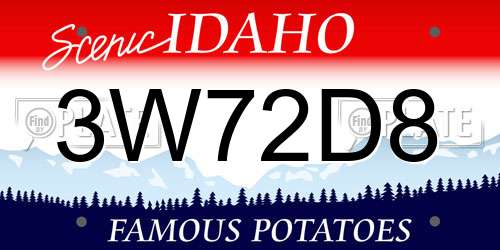 3W72D8 Idaho License Plate