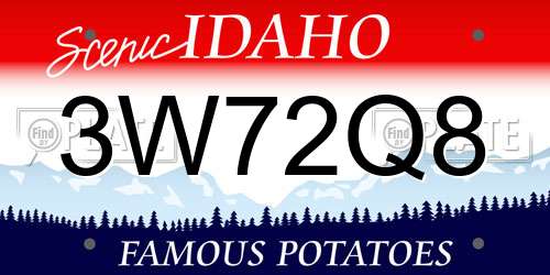 3W72Q8 Idaho License Plate
