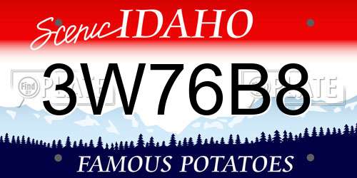 3W76B8 Idaho License Plate