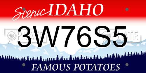 3W76S5 Idaho License Plate