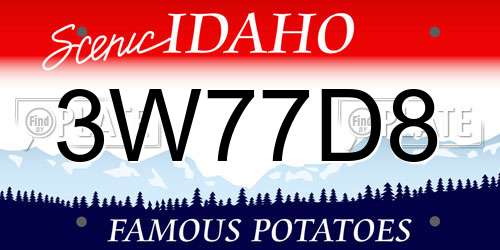 3W77D8 Idaho License Plate