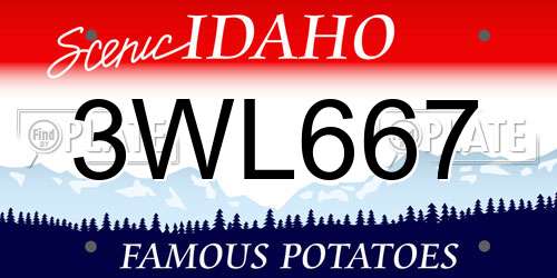 3WL667 Idaho License Plate