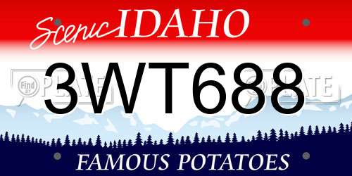 3WT688 Idaho License Plate