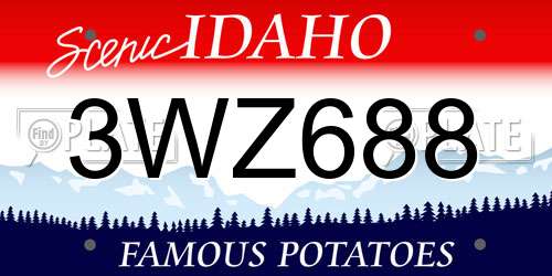 3WZ688 Idaho License Plate