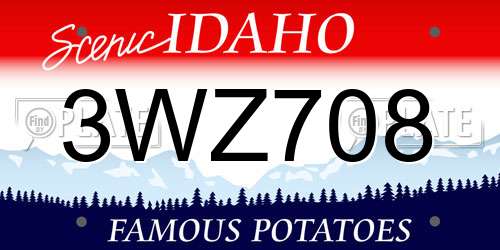 3WZ708 Idaho License Plate