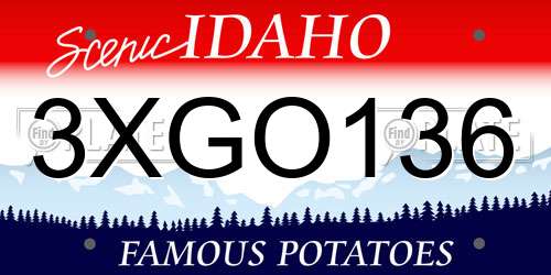 3XGO136 Idaho License Plate