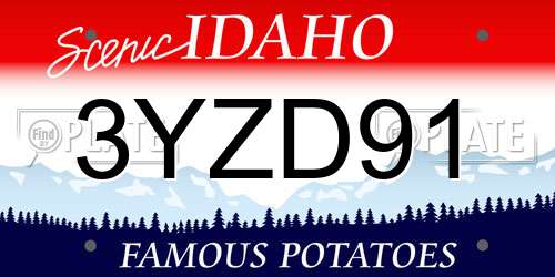 3YZD91 Idaho License Plate