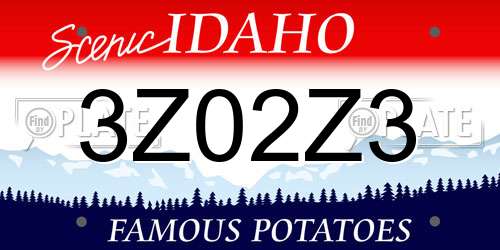 3Z02Z3 Idaho License Plate