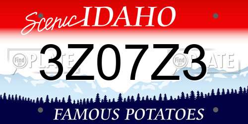 3Z07Z3 Idaho License Plate