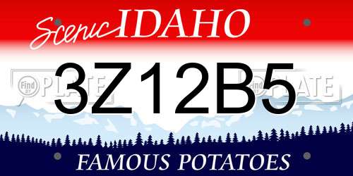 3Z12B5 Idaho License Plate