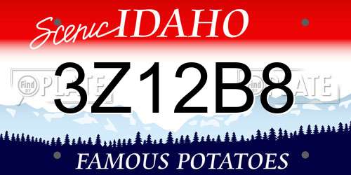 3Z12B8 Idaho License Plate