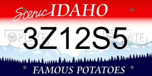 3Z12S5 Idaho License Plate