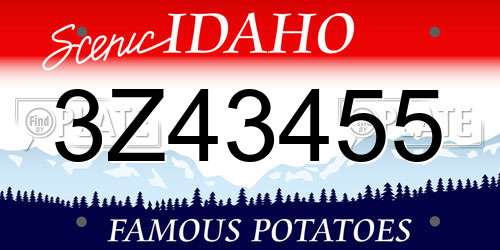3Z43455 Idaho License Plate