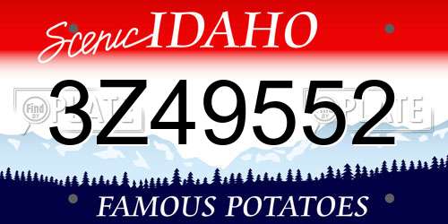 3Z49552 Idaho License Plate