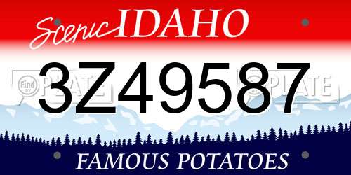 3Z49587 Idaho License Plate