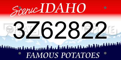 3Z62822 Idaho License Plate
