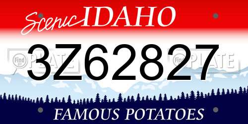 3Z62827 Idaho License Plate