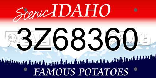 3Z68360 Idaho License Plate
