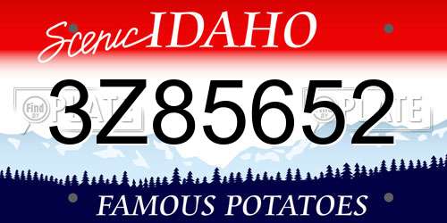 3Z85652 Idaho License Plate