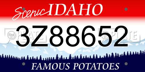 3Z88652 Idaho License Plate