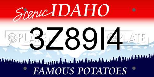 3Z89I4 Idaho License Plate