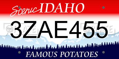 3ZAE455 Idaho License Plate