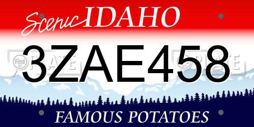 3ZAE458 Idaho License Plate
