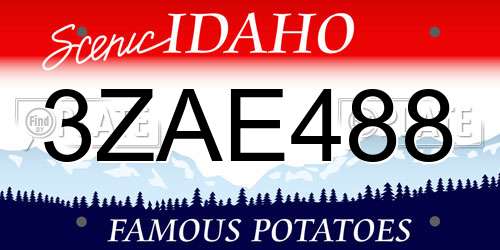 3ZAE488 Idaho License Plate