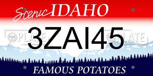 3ZAI45 Idaho License Plate