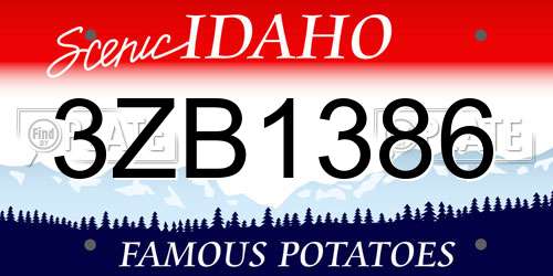 3ZB1386 Idaho License Plate
