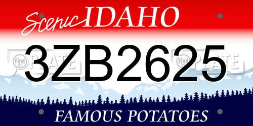3ZB2625 Idaho License Plate