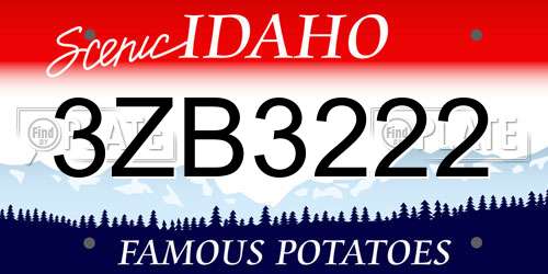3ZB3222 Idaho License Plate