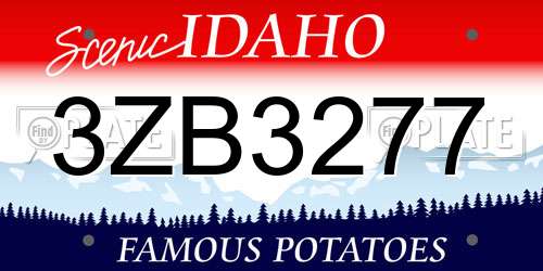 3ZB3277 Idaho License Plate
