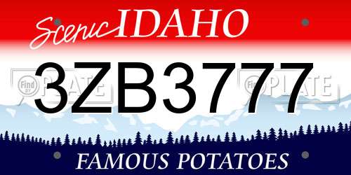 3ZB3777 Idaho License Plate
