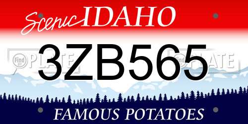 3ZB565 Idaho License Plate