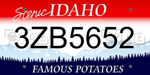 3ZB5652 Idaho License Plate